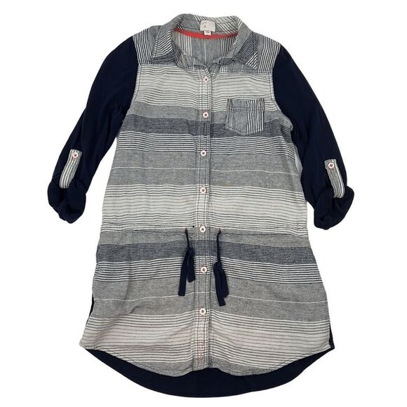 Anthropologie Postmark Rowena Striped Navy Tunic Top Womens Size Small - Picture 1 of 16